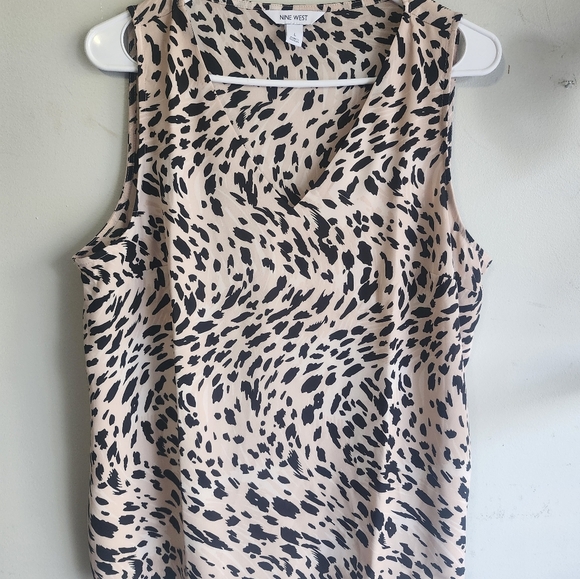Nine West Women's Sleeveless Top - Black and Tan Animal Print Size L - Picture 1 of 1